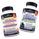 Complexe de glutathion avec extrait de chardon de lait, vitamine C et Quercetin + capsules de mûrier de Sambucus avec zinc et vitamine C - Formules naturelles d'antioxydants - favorise le soutien du foie et immunitaire