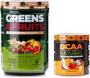 Nutrology Greens & Fruits Powder-Naturally Sourced Superfood, Vanille Cinnamon (30 Servierungen) BCAA Natural, Pflanzenbasierende BCAA Pulver, Orange Kokosnuss Flavor (30 Servierungen)