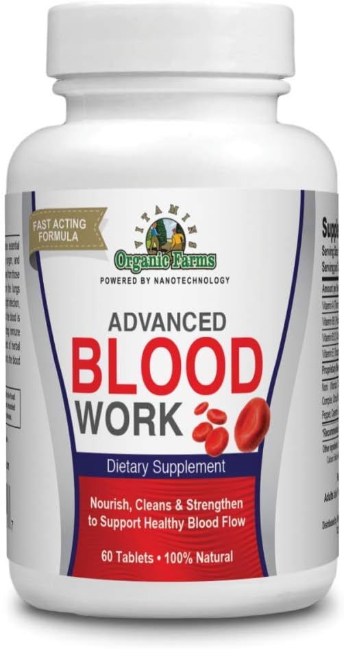 Organic Farms Vitamins Blood Work - 60 compresse - Migliora la Circolazione - Integratore alimentare naturale al 100%