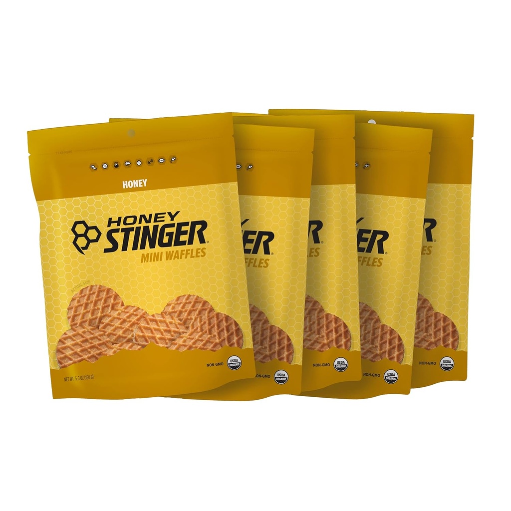 Honey Stinger Bio Mini Honey Waffles, Energy Stroopwafel für Übung, Ausdauer und Leistung, Sporternährung für Heim & Gym, Pre and Post Workout, 5 Taschen, 26.5 Unze