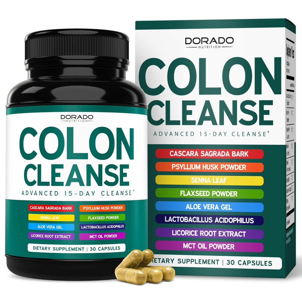 Colon Cleanse & Detox 15 Tage Gut Cleanse (30 Zähler) Darmreinigen Pillen & Probiotic für Gentle Laxative & Bowel Relief für Stomach Bloating - Third Party Tested, Vegan, Non-GMO - Made in USA
