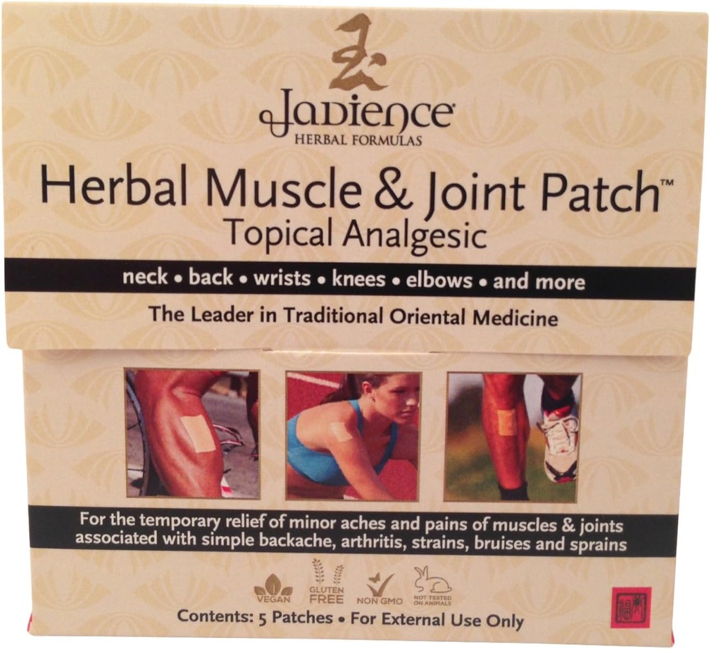 Jadience Patch for Muscle & Joint Pain Relief: 5/Box | Dit Da Jow Formulas for Sore Neck, Back, Shoulders, Arms, Hands, Wrists, Hips, Legs, Knees & Feet | Natural Analgesic | Hypoallergenic