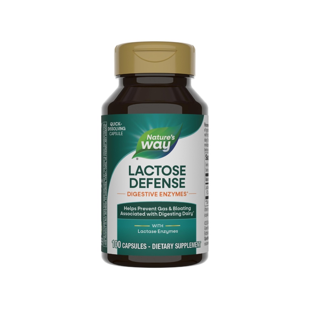 Nature's Way Lactose Defense, Verdauungsenzyme*, unterstützt die Verdauung von Dairy*, 690 mg Lactase pro 3-Capsule Serving, 100 Kapseln (Packaging May Vary)