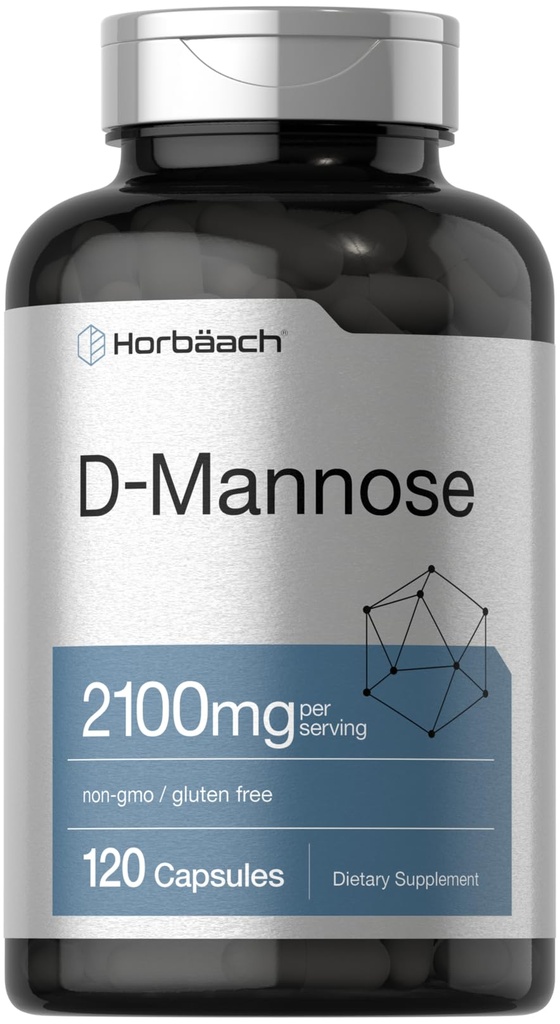 Horbäach D-Mannose | 2100mg | 120 Kapseln | Höchste Potenz | Nicht-GMO & Gluten Kostenlose Ergänzung