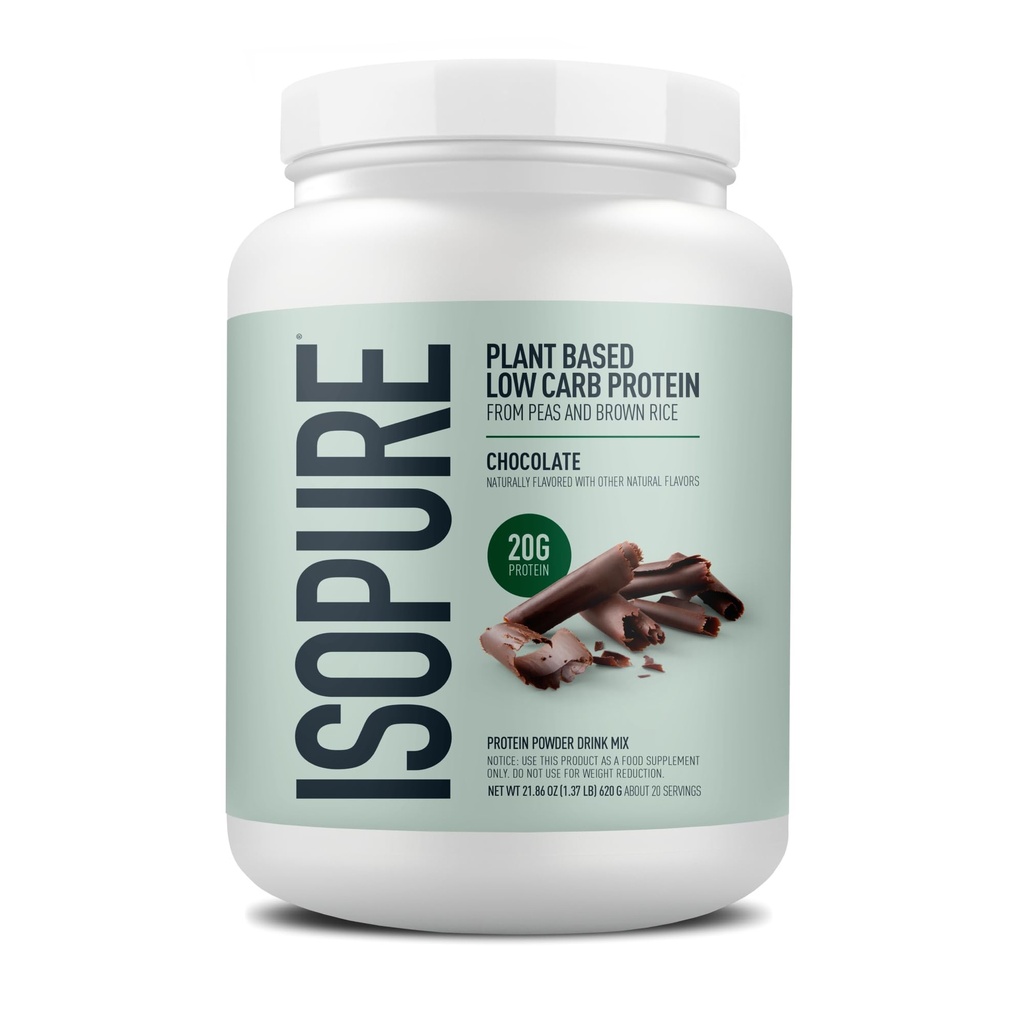 Isopure pflanzliche Proteinpulver, Lactosefrei, Glutenfrei, Mit Eisen, Schokolade, 20g Pflanzenprotein pro Servierung, 1.37 Lbs, 20 Servierungen