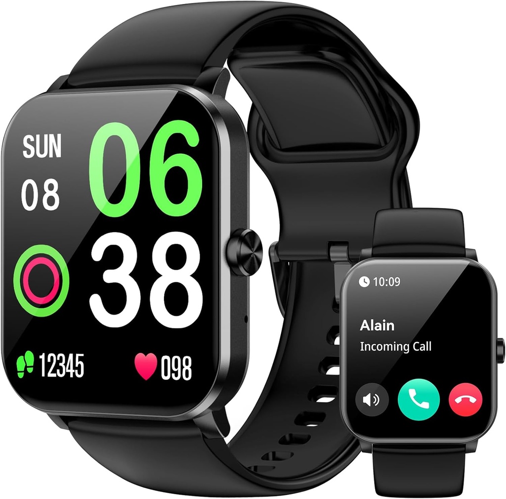 Smart Watch, Smartwatches für Männer Frauen, 1.85" HD Fitness Tracker (Answer/Make Calls), 120+ Sport-Modi, Herzfrequenz/Schlaf-Monitor, IP68 Wasserdichte Fitness-Uhr, Smartwatch für Android iOS