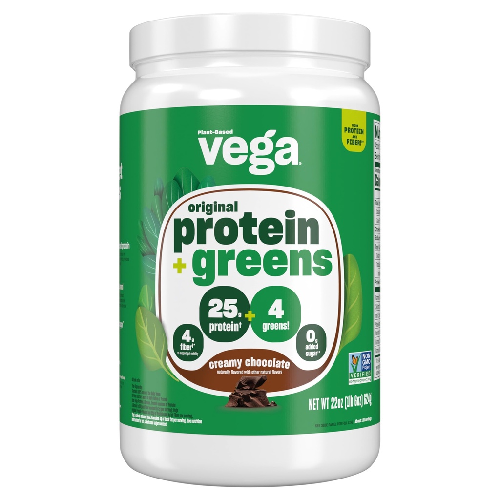 Vega Protein and Greens Protein Powder, Chocolate - 20g Plant Based Protein Plus Veggies, Vegan, Non GMO, Pea Protein für Frauen und Männer, 1,3 lbs