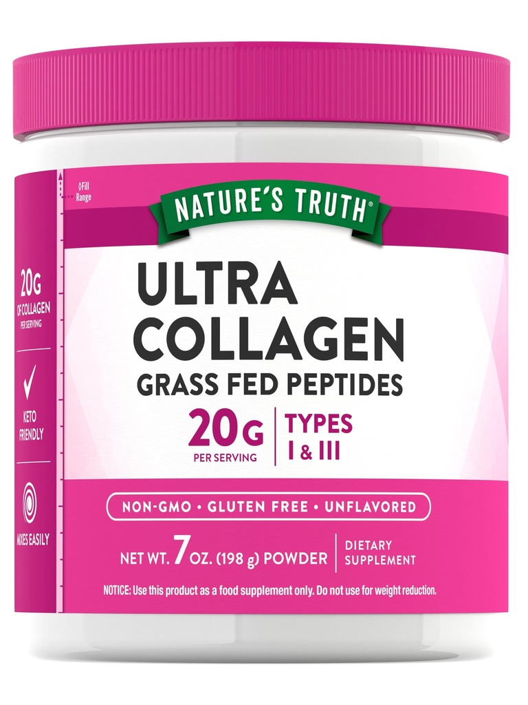Nature's Truth Collagen Powder | 7 oz | Typ I und III | Unflavored | Grass Fed Peptides und Keto Friendly | Non-GMO & Gluten Kostenlose Ergänzung
