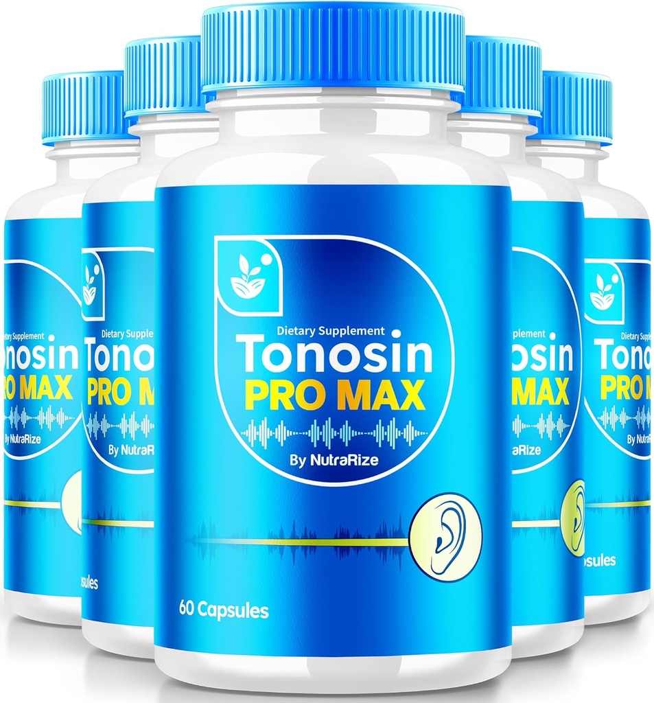 NutraRize (5 Pack) Tonosin Pro Max Capsules, Official Ear Health Formula, All-Natural Supplement zur Förderung von Innerer Ohr Gesundheit, Premium Hörgerät, TonosinProMax Bewertungen (300 Kapseln)