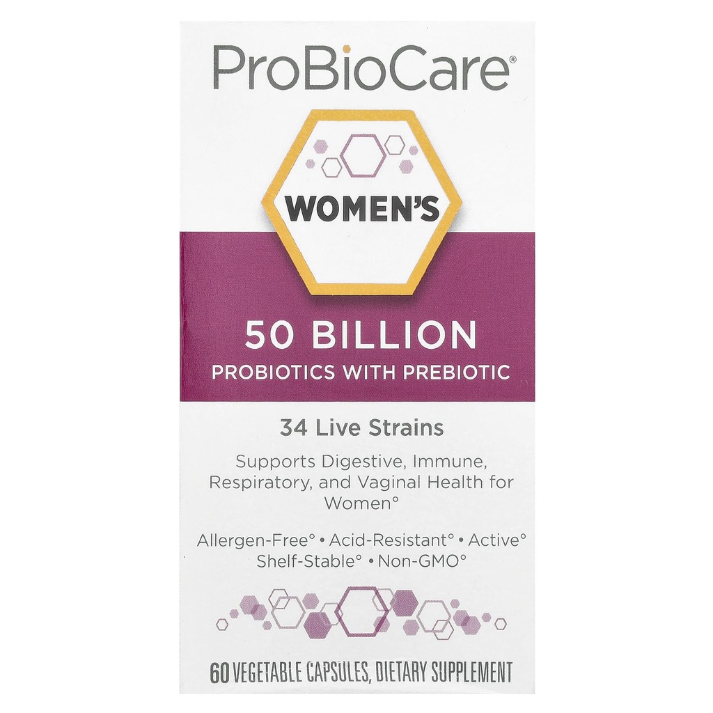 ProBioCare Probiotici per le donne, 50 miliardi di CFU Multi-Strain Probiotic Supplemento, Supporta Digestivo, Immunità, Respiratorio e Salute vaginale per le donne, Gluten Free, 60 capsule