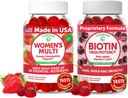 Lunakai USA Made Womens Multivitamin & Biotin Gummies Bundle – Energy & Hair, Skin, Nail Support – Naturally Flavored – 60 Gummies Non OGM