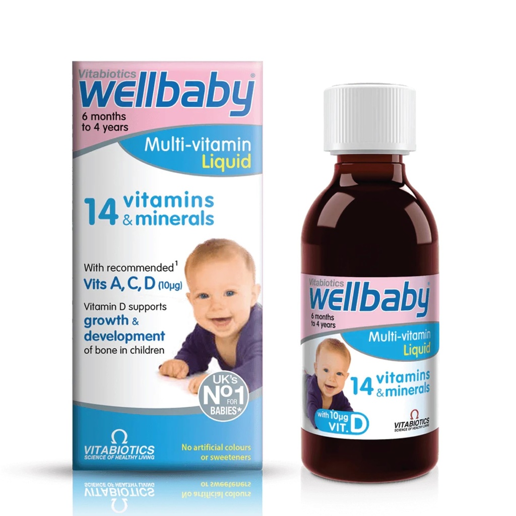 Vitabiotics Wellbaby Multi-Vitamin Liquid - Sistema immunitario Multivitamina per neonati e bambini Età 6 mesi a 4 anni - 150mL
