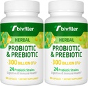 Probiotici per le donne Uomini- 300 miliardi di CFU, 24 Strains Probiotic+15 erbe organiche Prebiotics Blend, Pre e Probiotici, per la salute digestiva, Immune & Gut, Diarrea, Bloating, Vegan, 4 mesi di fornitura