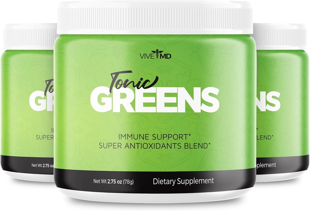 Poudre Tonic Greens Supplément Vitamine Boost Formula Official - Supplément d'énergie de mélange vert naturel Extra Strength - BCAA L-Glutamine Vitamine B6, Revolutionary Energy Fix Solution Reviews (3 Pack)