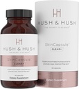 Hush & Hush SkinCapsuleTM Clear+, Hautpflege-Ergänzung, Vegan, Akne Behandlung für Gesicht, Clean Nutraceuticals Ergänzungen, die Vitamin A, Turmeric, Dandelion Root, Zink - 60 Kapseln enthält