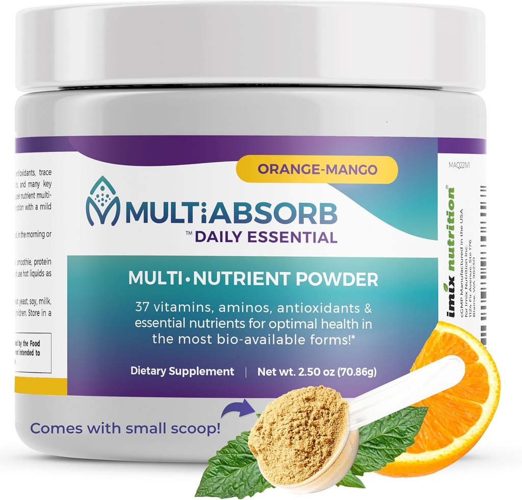 MultiAbsorb~Daily Essential, Multi-Nutrient Pulver für optimale Gesundheit, Vitamine, Mineralien, Antioxidantien, keine Füllstoffe oder Konservierungsmittel, Natürliche, Non-GMO, 30 Portionen (Orange-Mango)