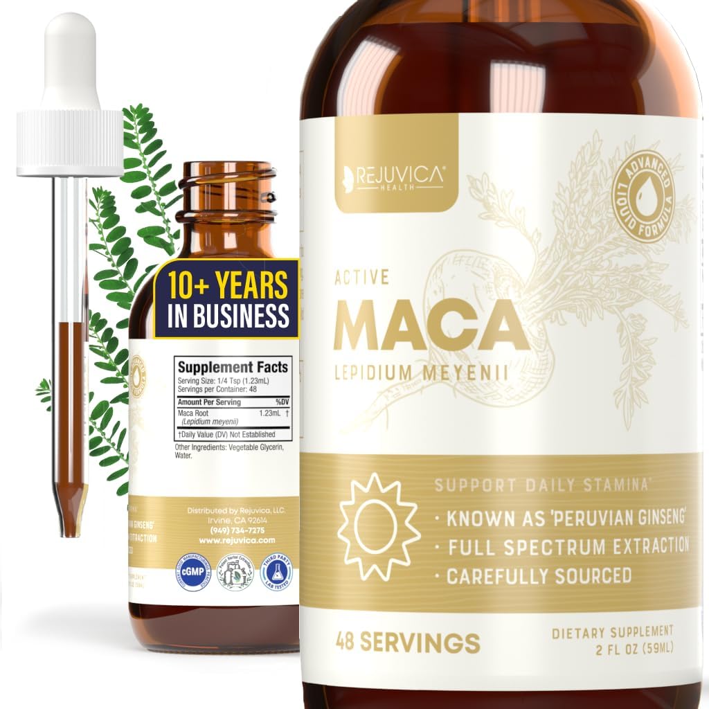 Rejuvica Health Active Maca - Advanced Maca Root Extract - Peruvian Ginseng - Liquid Delivery for Better Absorption - Supports Energy & Vitality