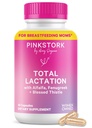 Pink Stork Total Lactation Supplement für Brustmilchversorgung, Bio Fenugreek und Alfalfa zur Unterstützung von Stillen, Milchfluss und Produktion, Postpartum Essentials - 60 Kapseln