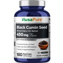 NusaPure Full Spectrum Graines de cumin noir 10:1 Extrait, 450 mg Équivalent à 4 500 mg 180 capsules de poudre de légumes non OGM, végétaliens non oilaires