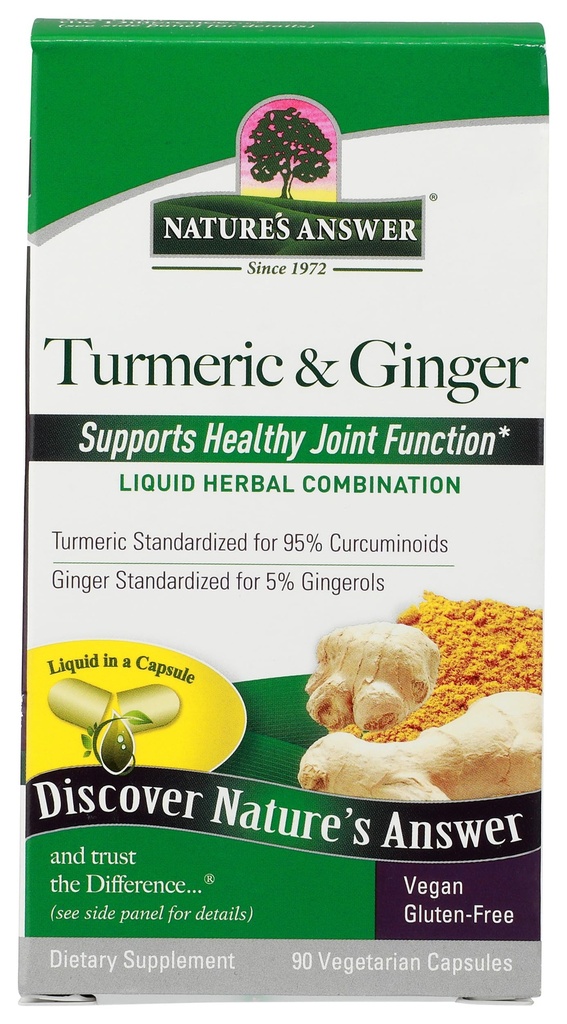Risponde alla natura Turmeric e Ginger Capsule 90 Count | Joint Support | Gluten-Free | Vegan | Single Count