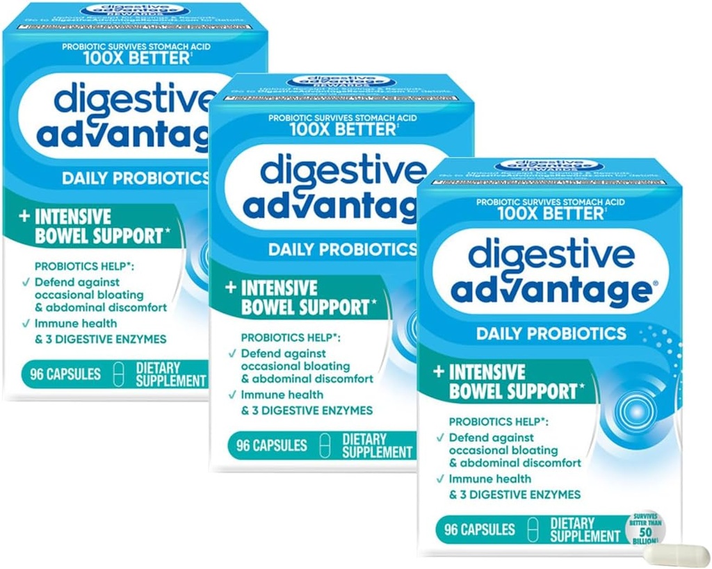 Avantage digestif Soutien intensif en Bowel, 96 capsules (paquet de 3)
