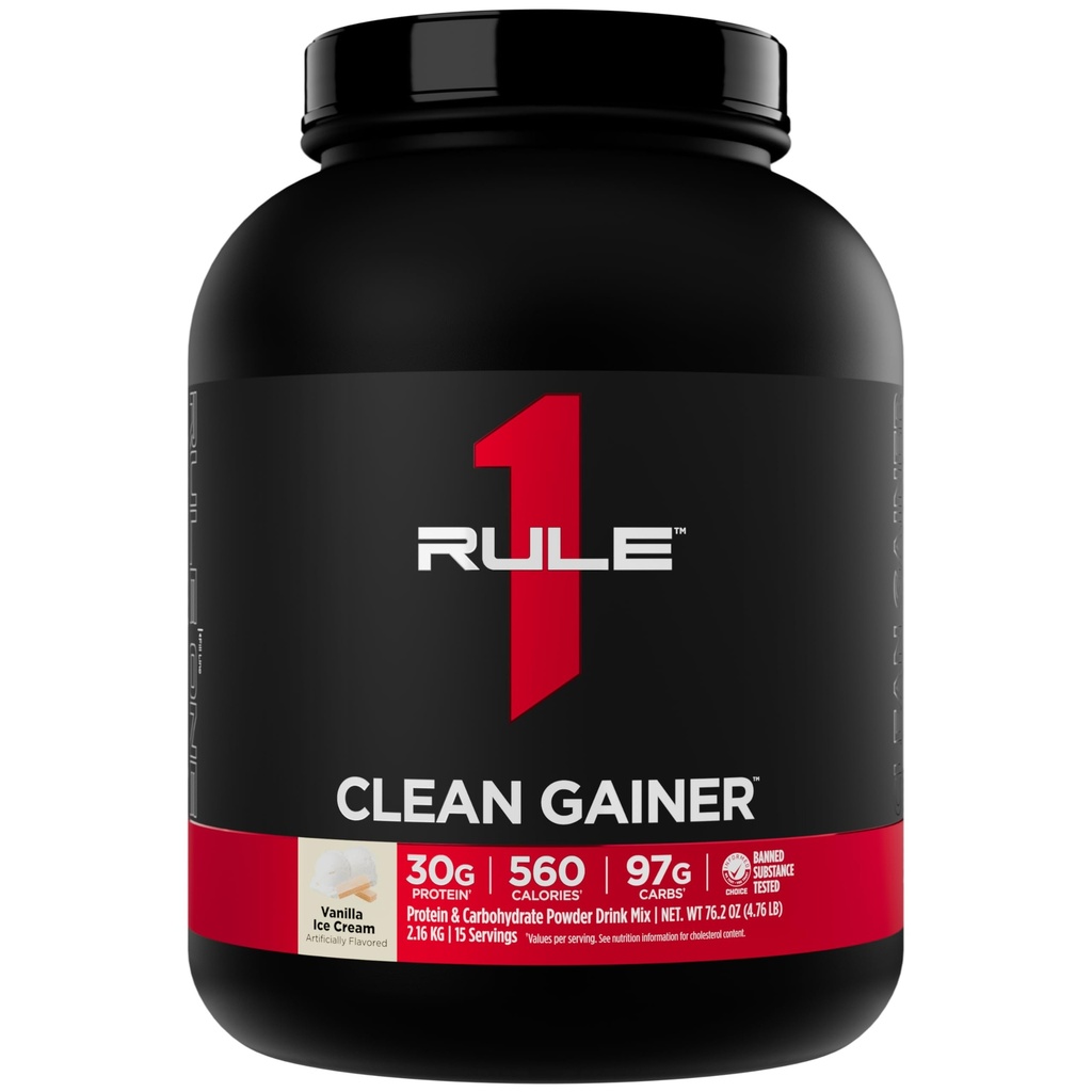 Regola 1 Gainer Pulito - Formula di Gain Lean ad Alta Proteina con 560 Calorie, 30g di Proteine Full-Spectrum, Oltre 90g Carbs, Sotto 6g di Grassi (15 Serve, Crème di Ghiaccio Vanilla)