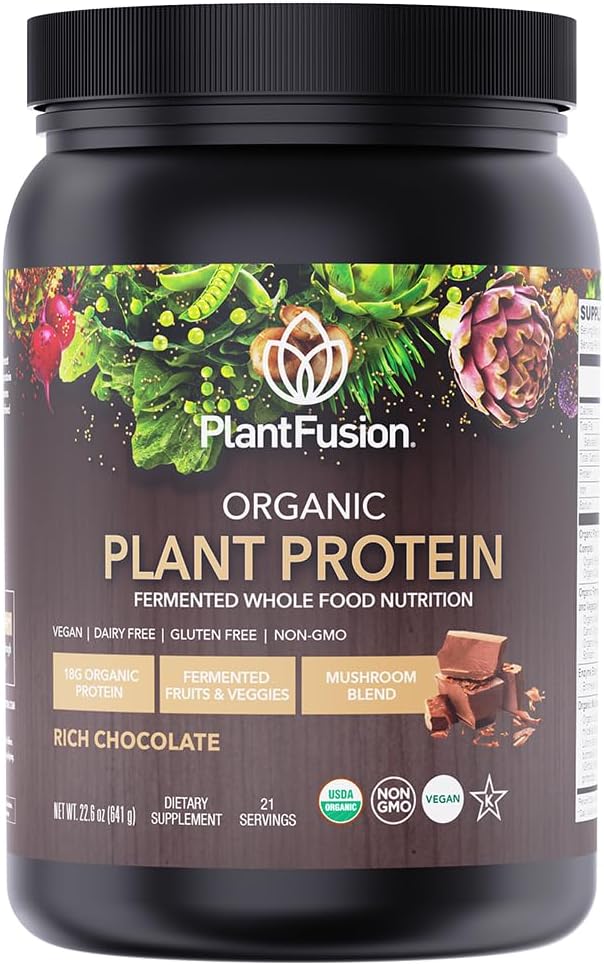 SOTRU poudre de protéines végétales organiques - aliments entiers, poudre de protéines végétales avec des superaliments verts, enzymes et probiotiques - USDA certifié biologique, non-OGM, sans gluten - chocolat 18,5 oz, 21 portions