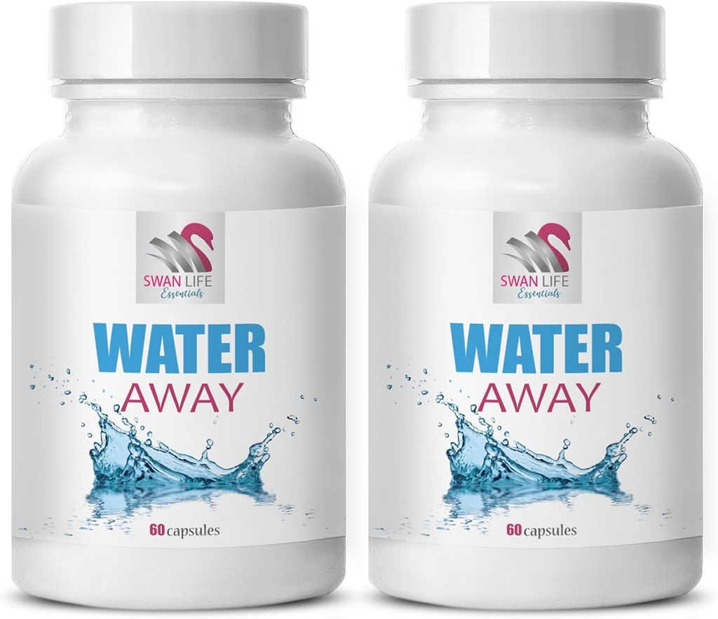 Complesso diuretico - WATER AWAY - Complesso diuretico, Bilancia dell'acqua, Supporto naturale, Acqua di erbe, Erbe diuretiche, Benessere di erbe, Formula diuretica, Supporto dell'acqua, Integratore di acqua benessere 2Bot 120Caps