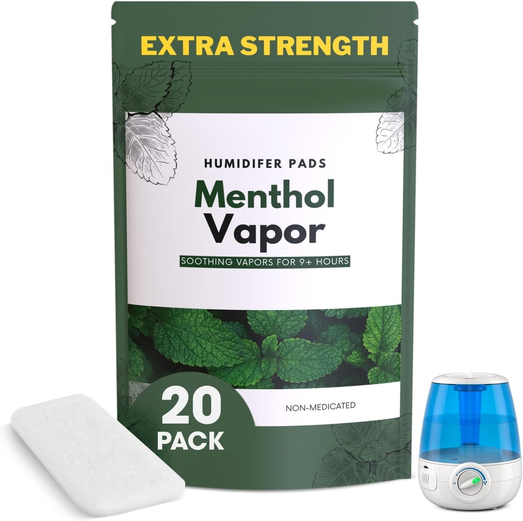 Extra Strength [20 Pack] Menthol Eucalyptus Humidifier Pads - Universal Vapor Pads für alle Vks, Crane, Andere Modelle - Vapopads Ersatz - Natürliche wasserlose Vaporizer Pads - Kalt/Flu Symptome