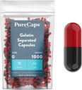 PureCaps États-Unis - Capsules de gélatine vides Taille 0.000 pilules séparées Noir/Rouge.