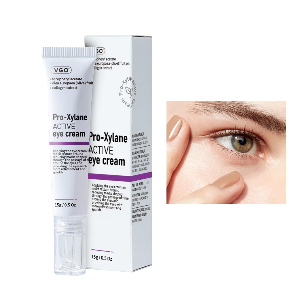 VGO Augencreme 2% Pro-Xylane Augenreparaturcreme für dunkle Kreise & Puffiness unter Augen, Pro Xylane + 6D Hyaluronsäure zu Firm Haut, Reduzieren Falten, Feine Linien, 15g/0,5 Oz