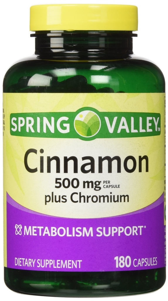 Spring Valley - Cinnamon 500mg Plus Chrom, Twin Pack, 2 Flaschen von 180 Kapseln