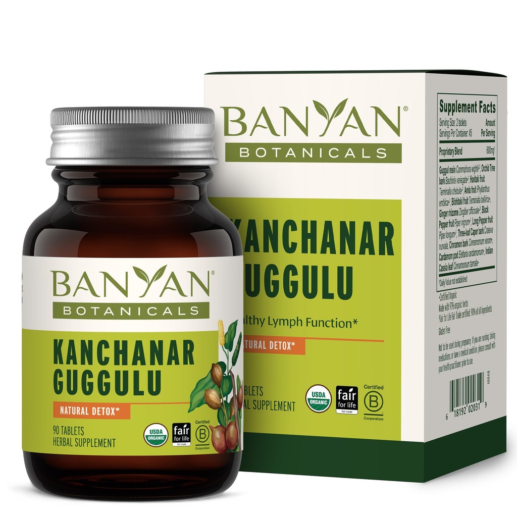 Banyan Botanicals Kanchanar Guggulu Tablets – Integratore Limph Organico con Resina Guggulu – Promuove l'eliminazione sana delle tossine naturali* – 90 compresse – Non OGM Sostenibilmente Sorgente Vegan