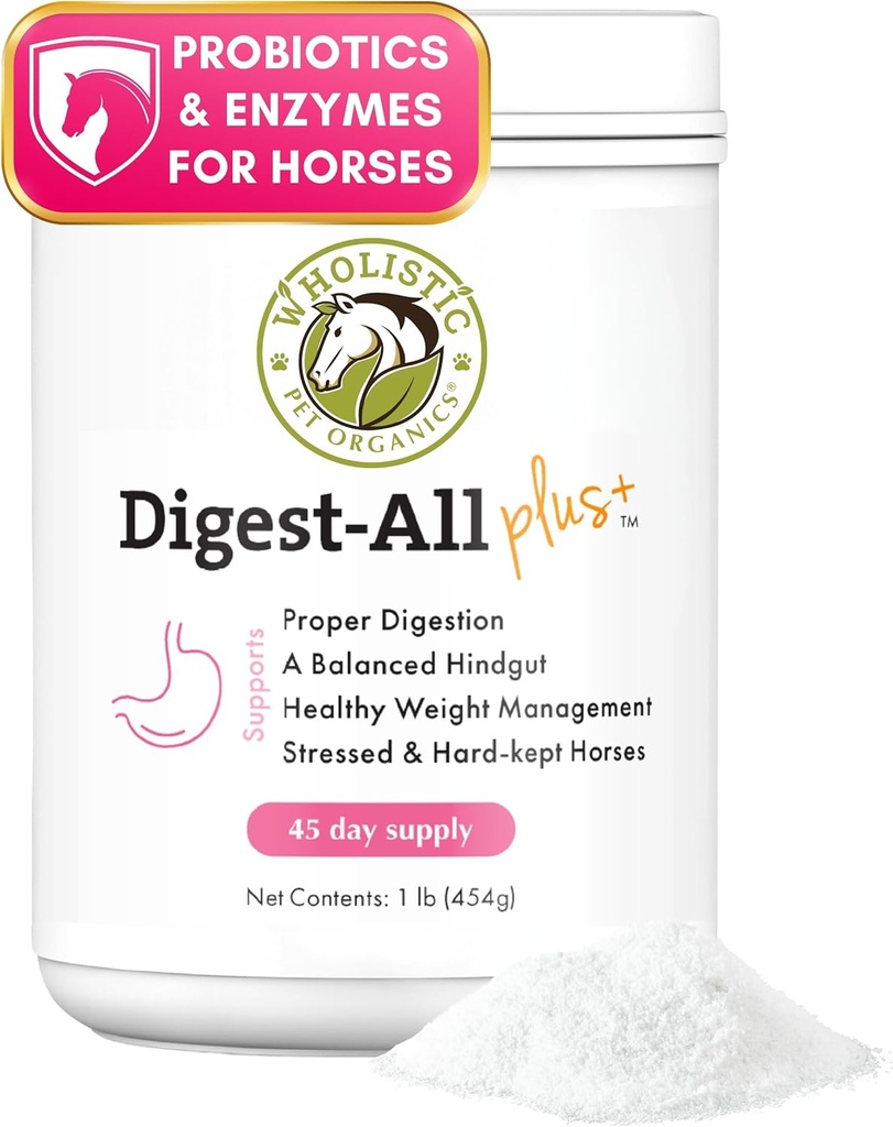Wholistic Pet Organics Digest-All Plus: Pferde-Probiotika-Pulver - 1 Lb - Equine Probiotics und Prebiotics mit Verdauungsenzymen - Equine Digestive Supplements für Gas, Verbrauch und Gut Health