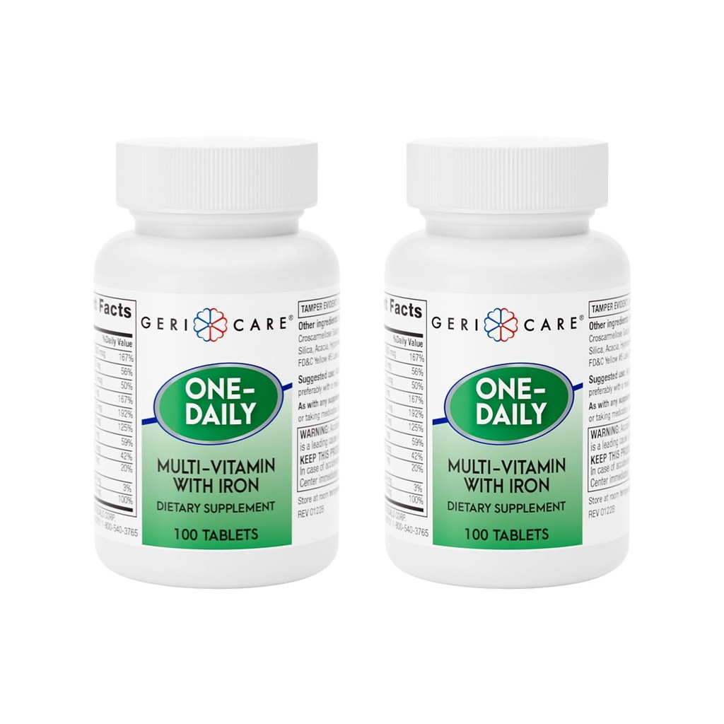GeriCare Multivitamine unique quotidienne avec le fer, pour chaque jour de soutien supplément nutritionnel, 100 comtes (paquet de 2)