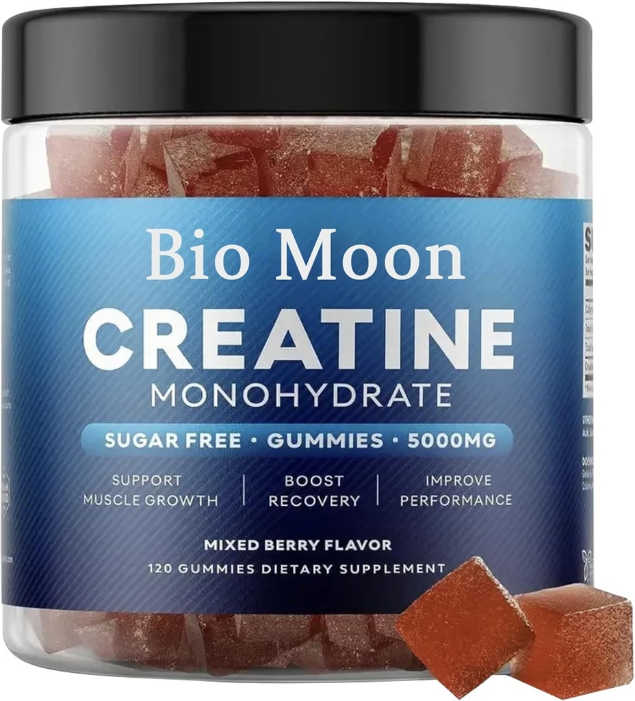 Kreatin Monohydrat-Gummi 5000mg für Männer und Frauen, Chewables Creatine Monohydrate für Muskelkraft, Energy Boost, Pre-Workout Supplement (120 Count)- Gemischte Beeren Geschmack
