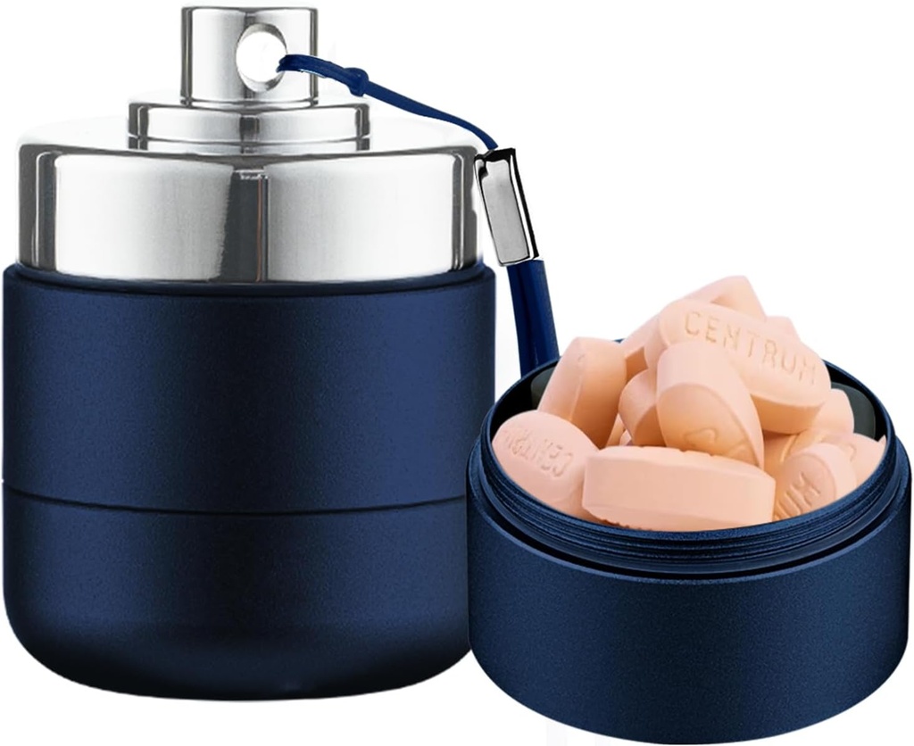 Metall Reise Pille Organizer, Portable Wasserdichte tägliche Pille Box AM PM, Große Aluminium Pille Fall Container 2 Mal pro Tag Vitamin Organizer, Tägliche Medizin Organizer für Vitamin, Fischöl, Supplement
