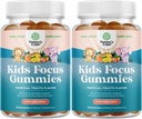 Bambini Focus Gummies - Nootropics Brain Support Supplemento per bambini con Estratto di tè verde, B6 & B12 Vitamine per la memoria e il fuoco del cervello - Erbe Concentrazione Chews per bambini - 90 Conte - 2 Pack