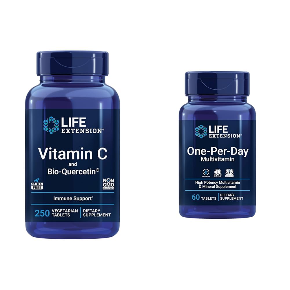Vitamin C & Quercetin Phytosome Plus Multivitamin mit 25+ Vitaminen, Mineralien & Extrakte - 250 Tabletten, 60 Tabletten