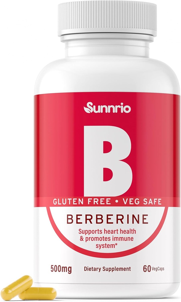 Berberina HCL 500mg - Supporta Metabolismo sano, Cuore e Sistema immunitario* - Non OGM, Senza glutine, Vegeterian Safe - 60 capsule