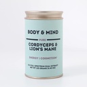Body & Mind - Pure Organic Lion's Mane & Cordyceps Funghi 12:1 Dual Extract - Focus, Cognition, Energy, Endurance - 100% Fruiting Bodies - Aggiungi all'acqua/Tea///Smoothies - 125 Grammi