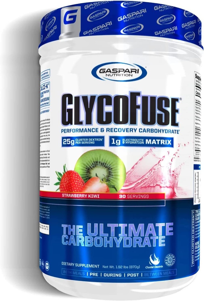 Gaspari Nutrition Glycofuse: Performance and Recovery Carbohydrate, 25g Cluster Dextrin und 1g Elektrolyt- und Hydration Matrix (Strawberry Kiwi, 30 Portionen)