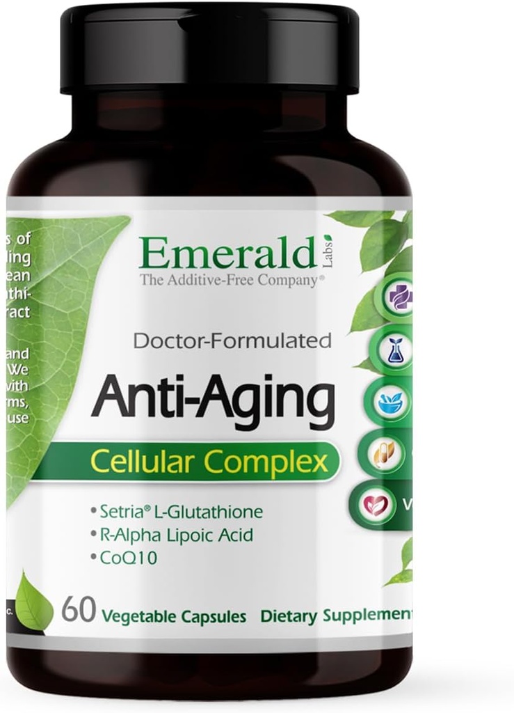 Emerald Labs Anti-Aging Cellular Complex - Unterstützt gesunde Aging & Liver Gesundheit mit Setria L-Glutathione, CoQ10, R-Alpha Lipoic Acid, Resveratrol & More - 60 Gemüse Kapseln (30-Day Supply)