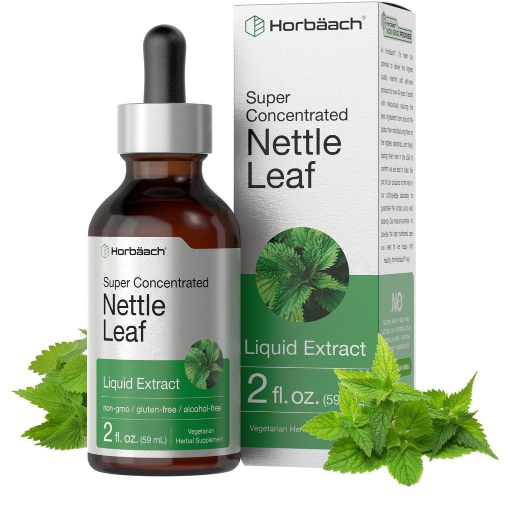 Horbäach Nettle Leaf Extract Drops, 2 fl oz , sans alcool , Supplément liquide végétarien , Teinture sans gluten