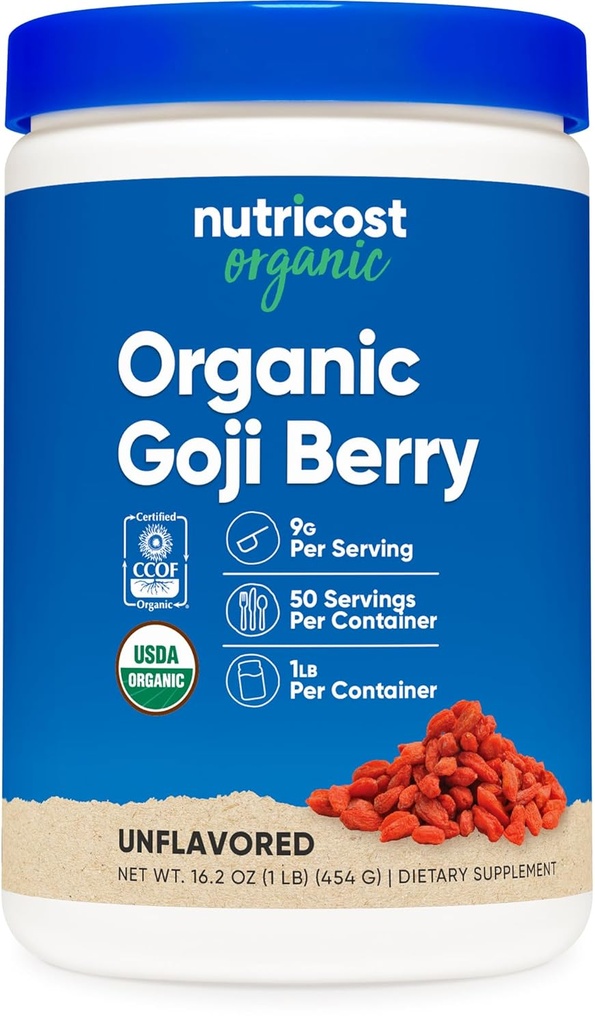 Nutricost Organic Goji Berry Powder (1lb) - USDA Certified Organic, Gluten Free, Non-GMO, Vegetarisch