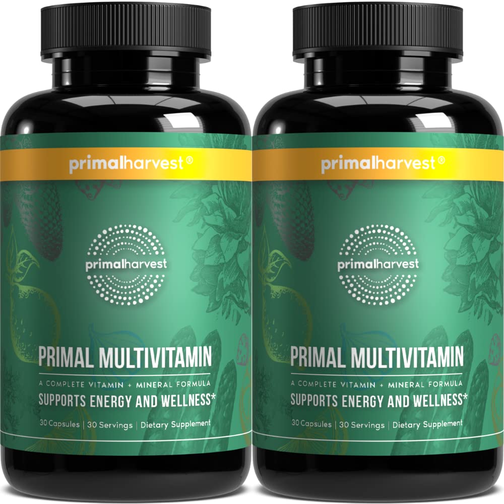 Primal Harvest Primal Multivitamin - Tägliche Multi-Vitamin-Ergänzung mit 21 essentiellen Vitaminen & Minerals für Damen und Herren (2 Packung (30 Zähler))