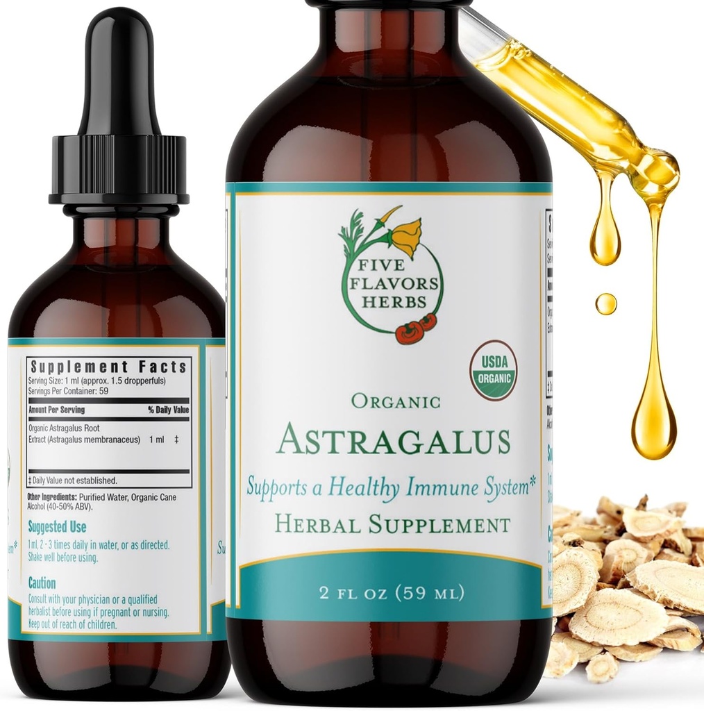 Astragalus Tincture - Immunsystem-Unterstützung, Atmungsunterstützung, Verdauungssystem-Unterstützung, Maca, Kräuterergänzung - 2 Fl Oz