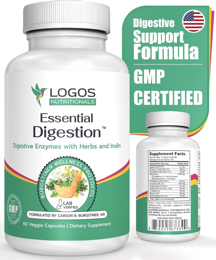 Essential Digestion 90 Veggie Caps - Verdauungsenzyme zur Verbesserung der Verdauungs- und Gutgesundheit und zur Linderung von Verdauungsproblemen - für Männer und Frauen