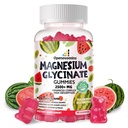 Magnesium Glycinate Gummies 2500mg - Zuckerfreie Magnesium Kalium-Ergänzung mit Vitamin D, B6, CoQ10 für ruhige Mood & Schlaf-Unterstützung - 90 Wassermelongummis